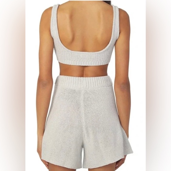 WeWoreWhat NWT Revolve Scoop Pull On Bra Top Chunky Cozy Stitch Light Grey - Picture 2 of 5